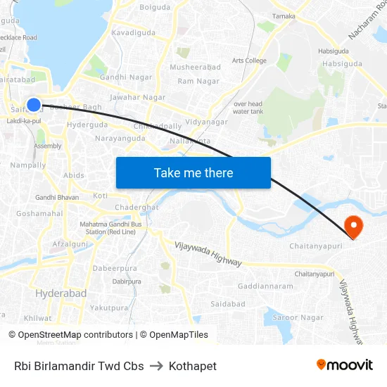 Rbi Birlamandir Twd Cbs to Kothapet map
