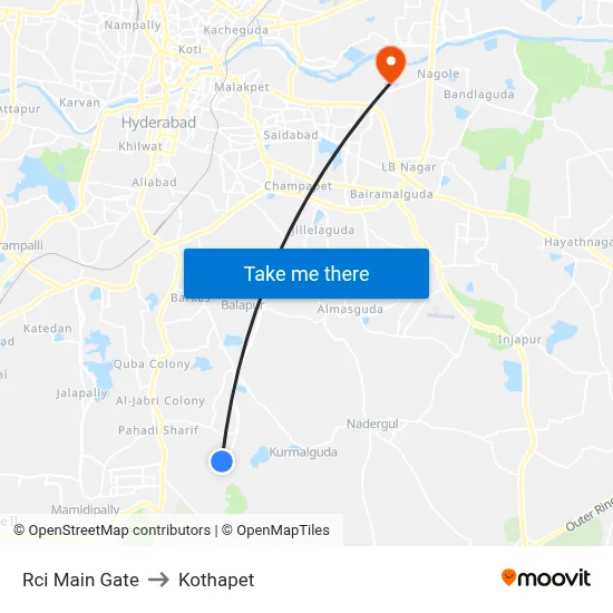 Rci Main Gate to Kothapet map