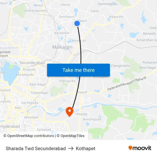 Sharada Twd Secunderabad to Kothapet map
