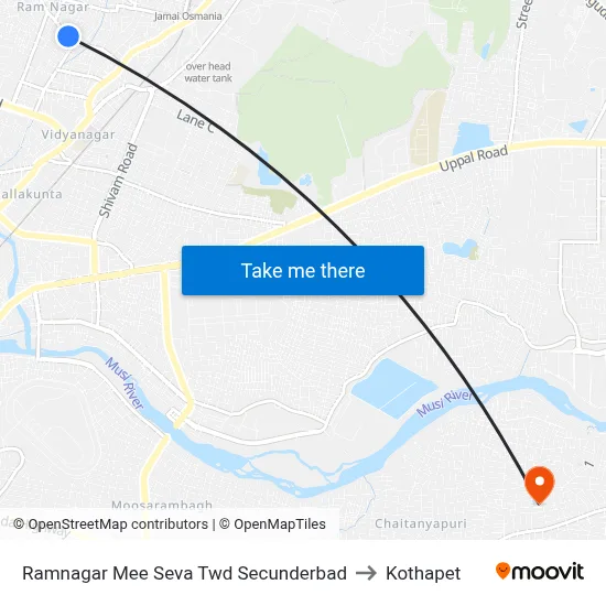 Ramnagar Mee Seva Twd Secunderbad to Kothapet map
