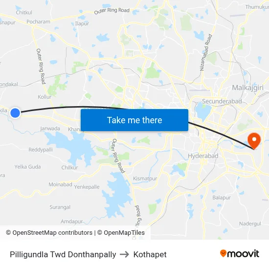 Pilligundla Twd Donthanpally to Kothapet map