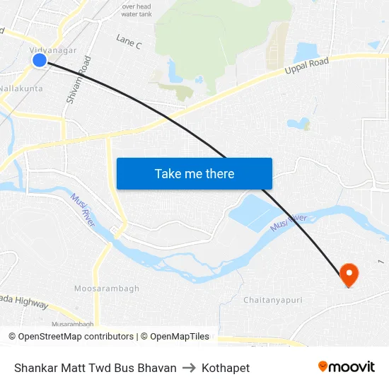Shankar Matt Twd Bus Bhavan to Kothapet map