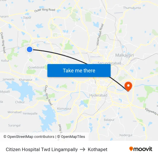 Citizen Hospital Twd Lingampally to Kothapet map