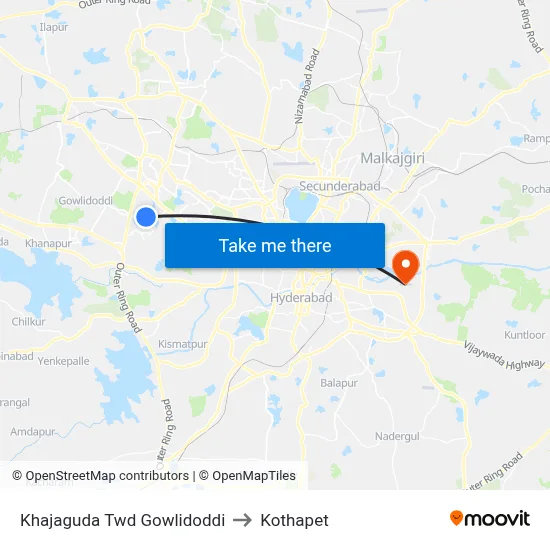 Khajaguda Twd Gowlidoddi to Kothapet map
