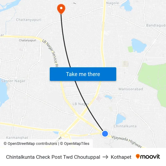 Chintalkunta Check Post Twd Choutuppal to Kothapet map
