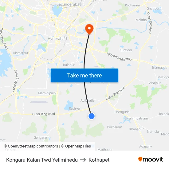 Kongara Kalan Twd Yeliminedu to Kothapet map