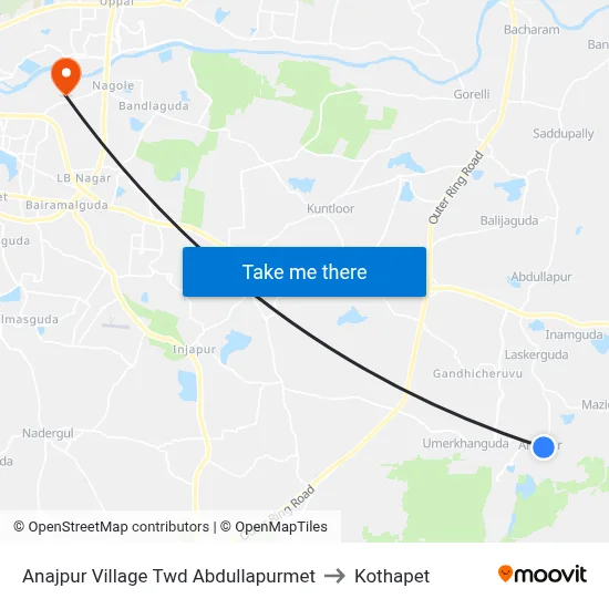 Anajpur Village Twd Abdullapurmet to Kothapet map