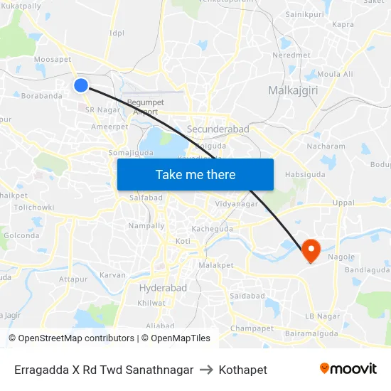 Erragadda  X Rd Twd Sanathnagar to Kothapet map