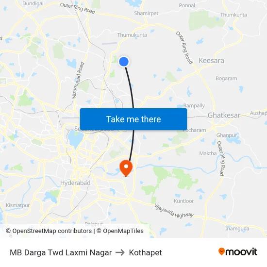 MB Darga Twd Laxmi Nagar to Kothapet map