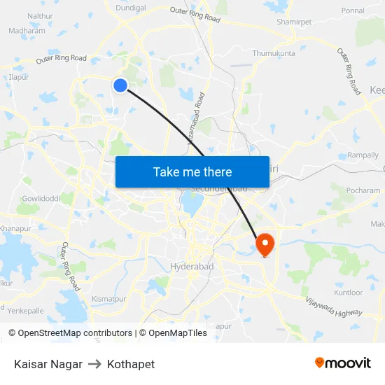 Kaisar Nagar to Kothapet map
