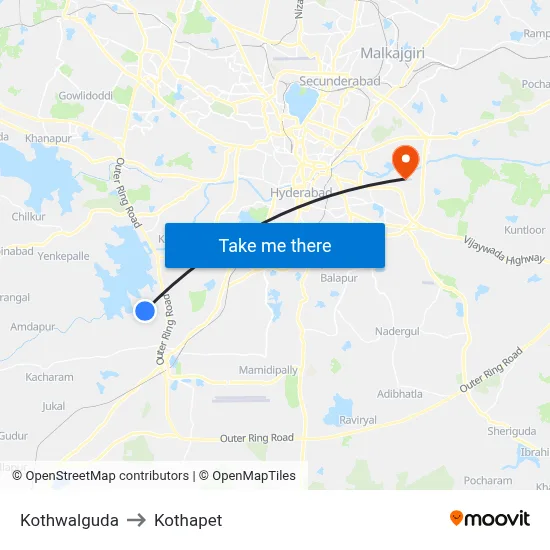 Kothwalguda to Kothapet map