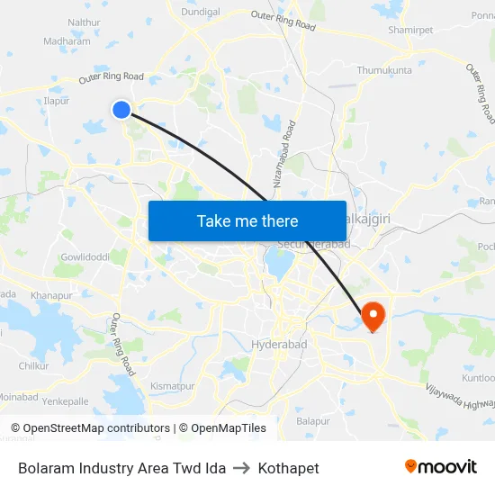 Bolaram Industry Area Twd Ida to Kothapet map