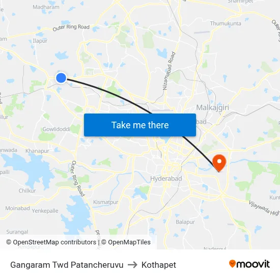 Gangaram Twd Patancheruvu to Kothapet map
