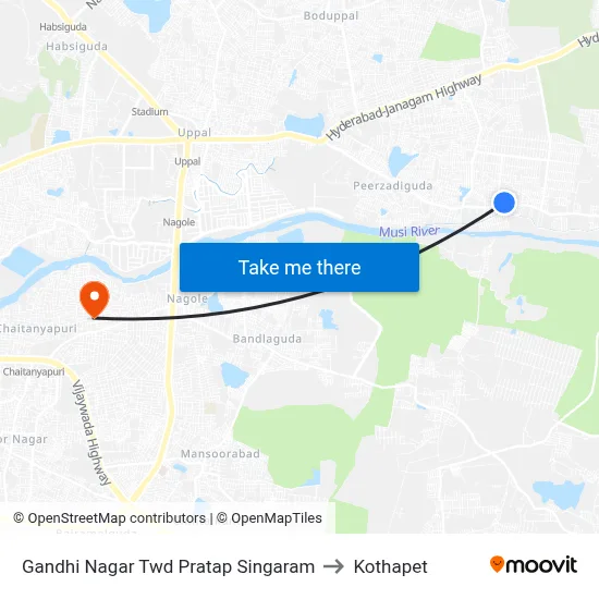 Gandhi Nagar Twd Pratap Singaram to Kothapet map