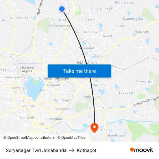 Suryanagar Twd Jonabanda to Kothapet map
