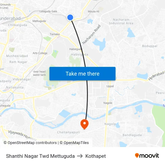 Shanthi Nagar Twd Mettuguda to Kothapet map