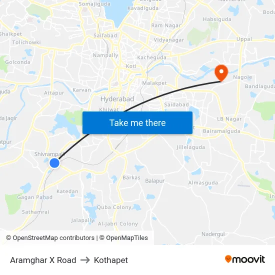 Aramghar X Road to Kothapet map