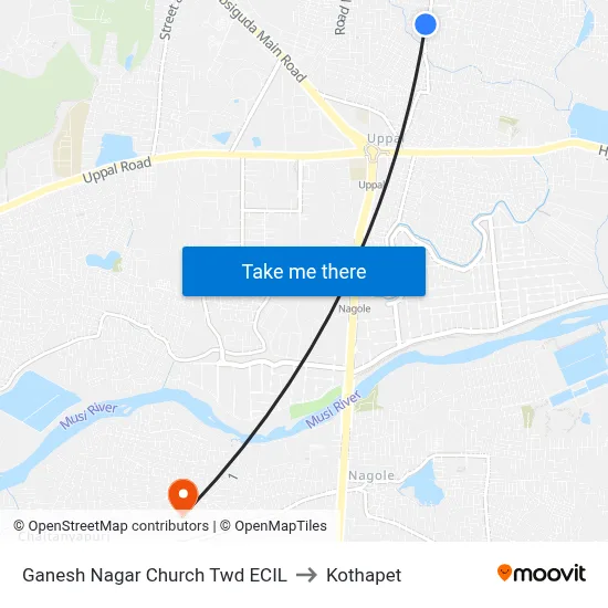 Ganesh Nagar Church Twd ECIL to Kothapet map