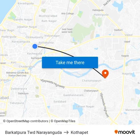 Barkatpura Twd Narayanguda to Kothapet map
