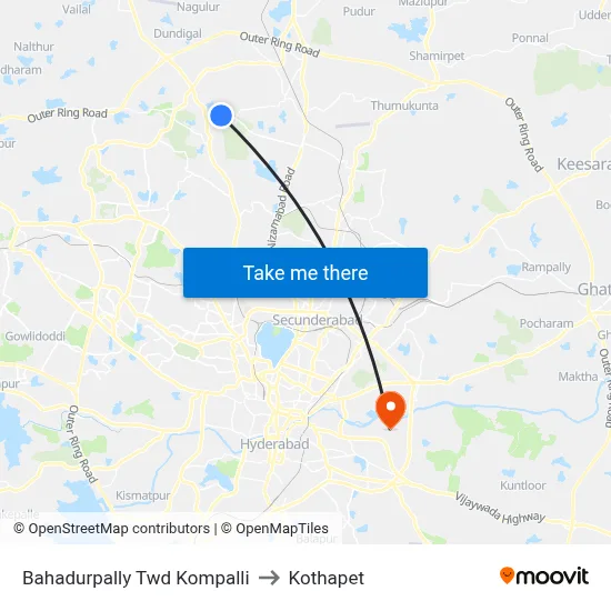 Bahadurpally Twd Kompalli to Kothapet map