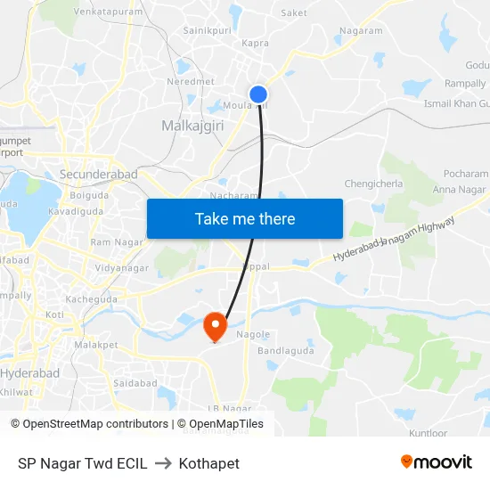 SP Nagar Twd ECIL to Kothapet map