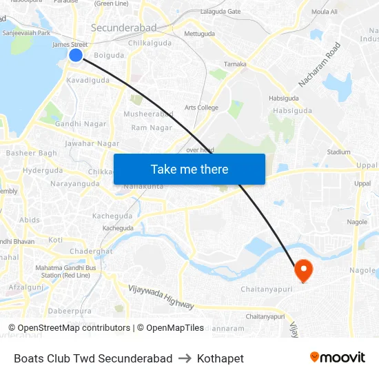 Boats Club Twd Secunderabad to Kothapet map