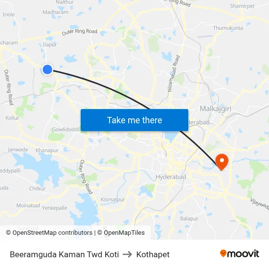 Beeramguda Kaman Twd Koti to Kothapet map