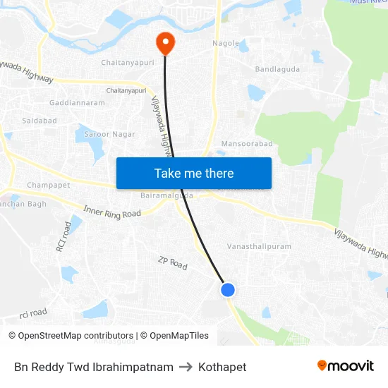 Bn Reddy Twd Ibrahimpatnam to Kothapet map