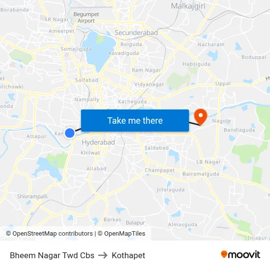 Bheem Nagar Twd Cbs to Kothapet map
