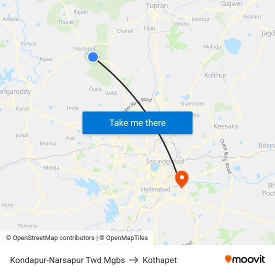 Kondapur-Narsapur Twd Mgbs to Kothapet map