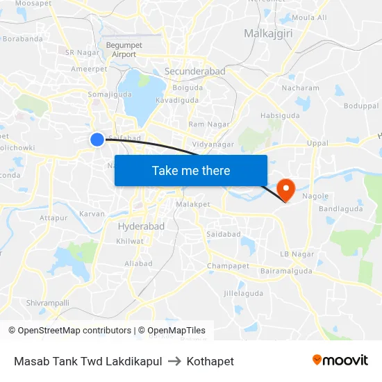 Masab Tank Twd Lakdikapul to Kothapet map