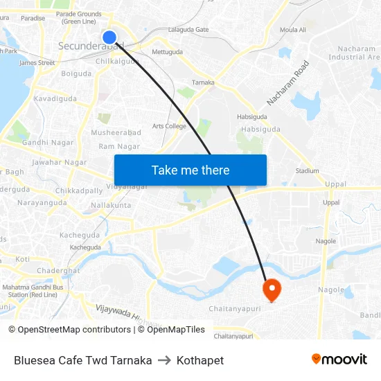 Bluesea Cafe Twd Tarnaka to Kothapet map