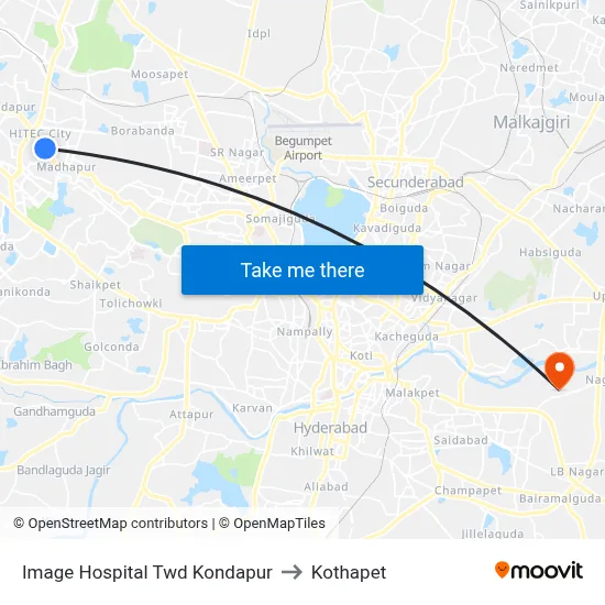 Image Hospital Twd Kondapur to Kothapet map