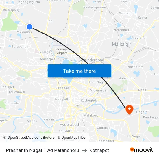 Prashanth Nagar  Twd Patancheru to Kothapet map