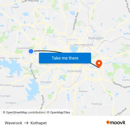 Waverock to Kothapet map