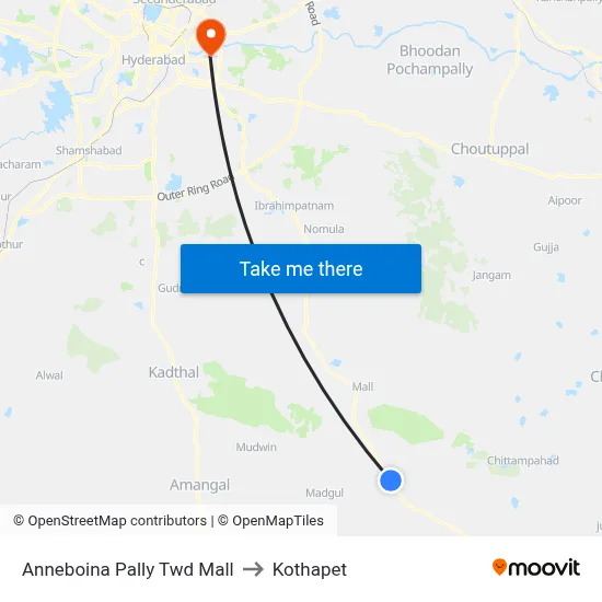 Anneboina Pally Twd Mall to Kothapet map