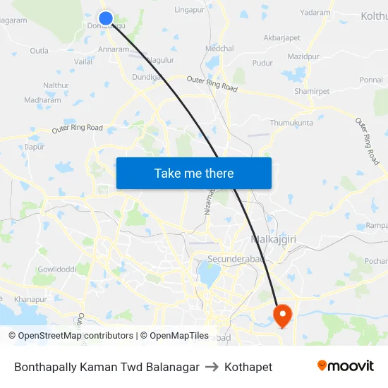 Bonthapally Kaman Twd Balanagar to Kothapet map