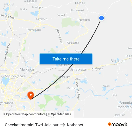Cheekatimamidi Twd Jalalpur to Kothapet map