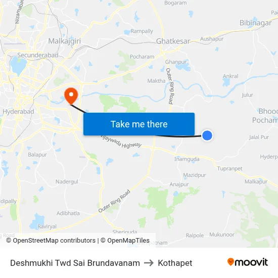 Deshmukhi Twd Sai Brundavanam to Kothapet map