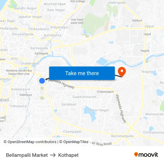 Bellampalli Market to Kothapet map