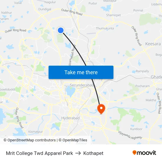 Mrit College Twd Apparel Park to Kothapet map