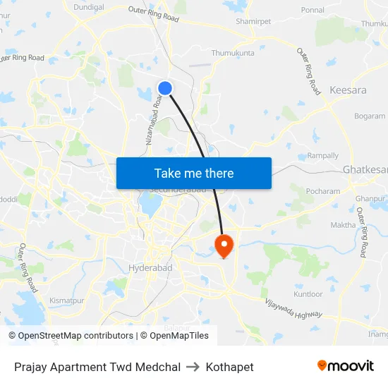 Prajay Apartment Twd Medchal to Kothapet map
