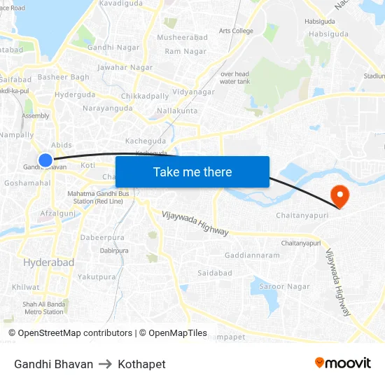 Gandhi Bhavan to Kothapet map