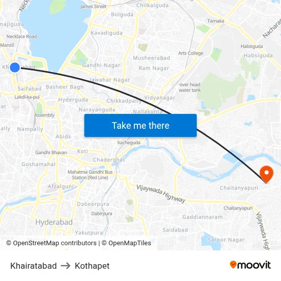 Khairatabad to Kothapet map