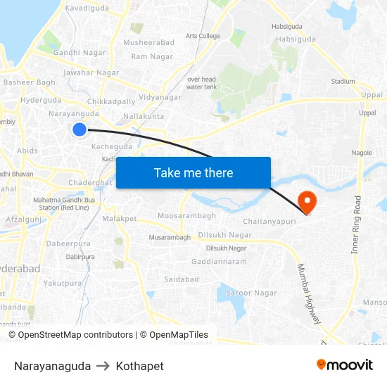 नारायणगुड़ा to कोठापेट map