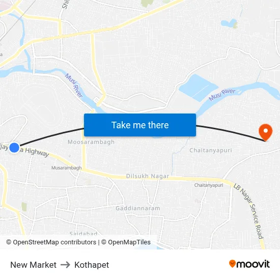 New Market to Kothapet map