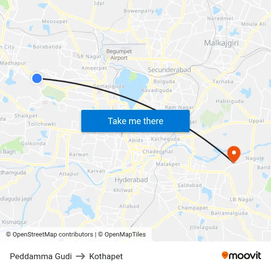 Peddamma Gudi to Kothapet map