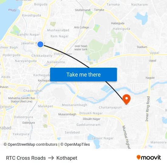 RTC Cross Roads to Kothapet map