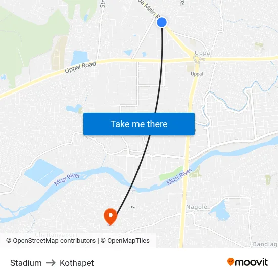 Stadium to Kothapet map