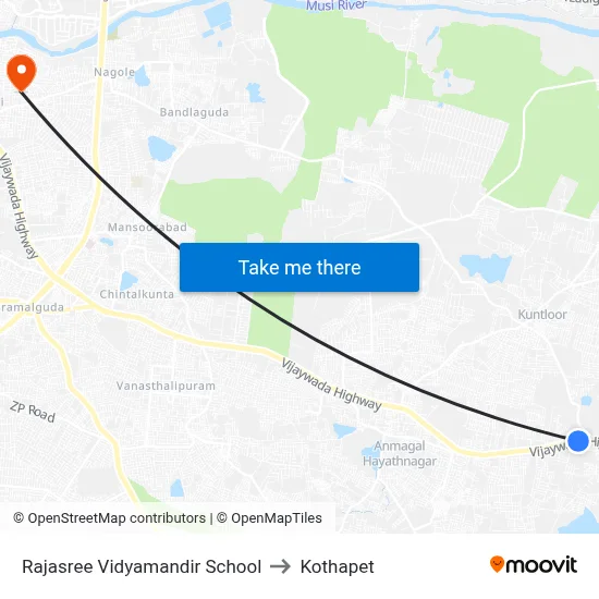 Rajasree Vidyamandir School to Kothapet map
